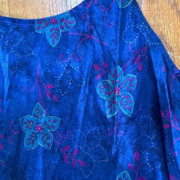 Valarie Stevens 90's Blue Floral Maxi Midi Slip Dress Size M Romantic Feminine - Picture 8 of 10